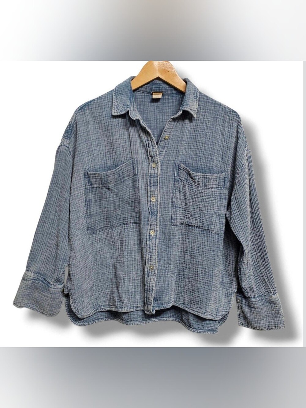 NWT MAGASCHONI Organic Cotton Collared Shirt Top Boxy Worn Oversized LRG